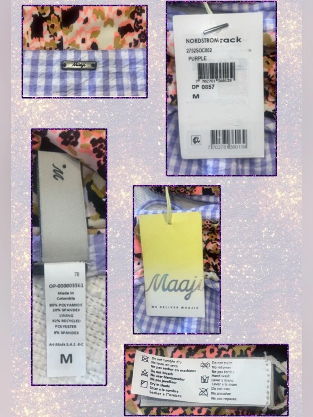 MAAJI Reversible Trikini One Piece Med Purple Gingham 🌞NWT🌞